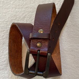 Bill Adler men’s dark brown rugged leather belt Sz 32